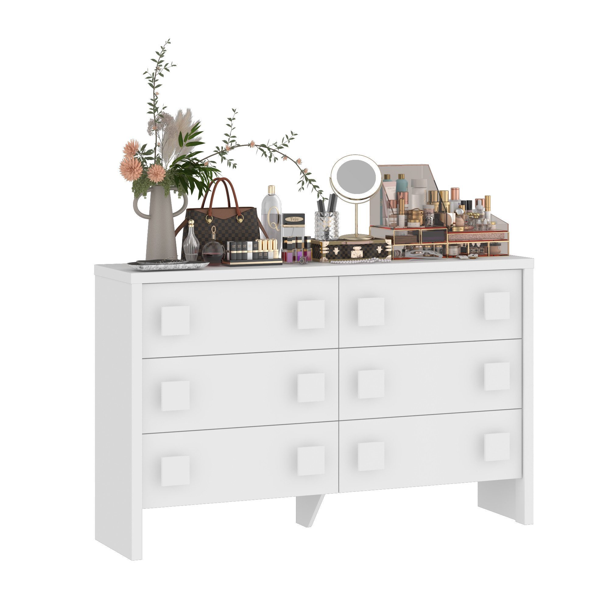 Kommode mit 6 Schubladen,Sideboard Wohnzimmer 140 cm