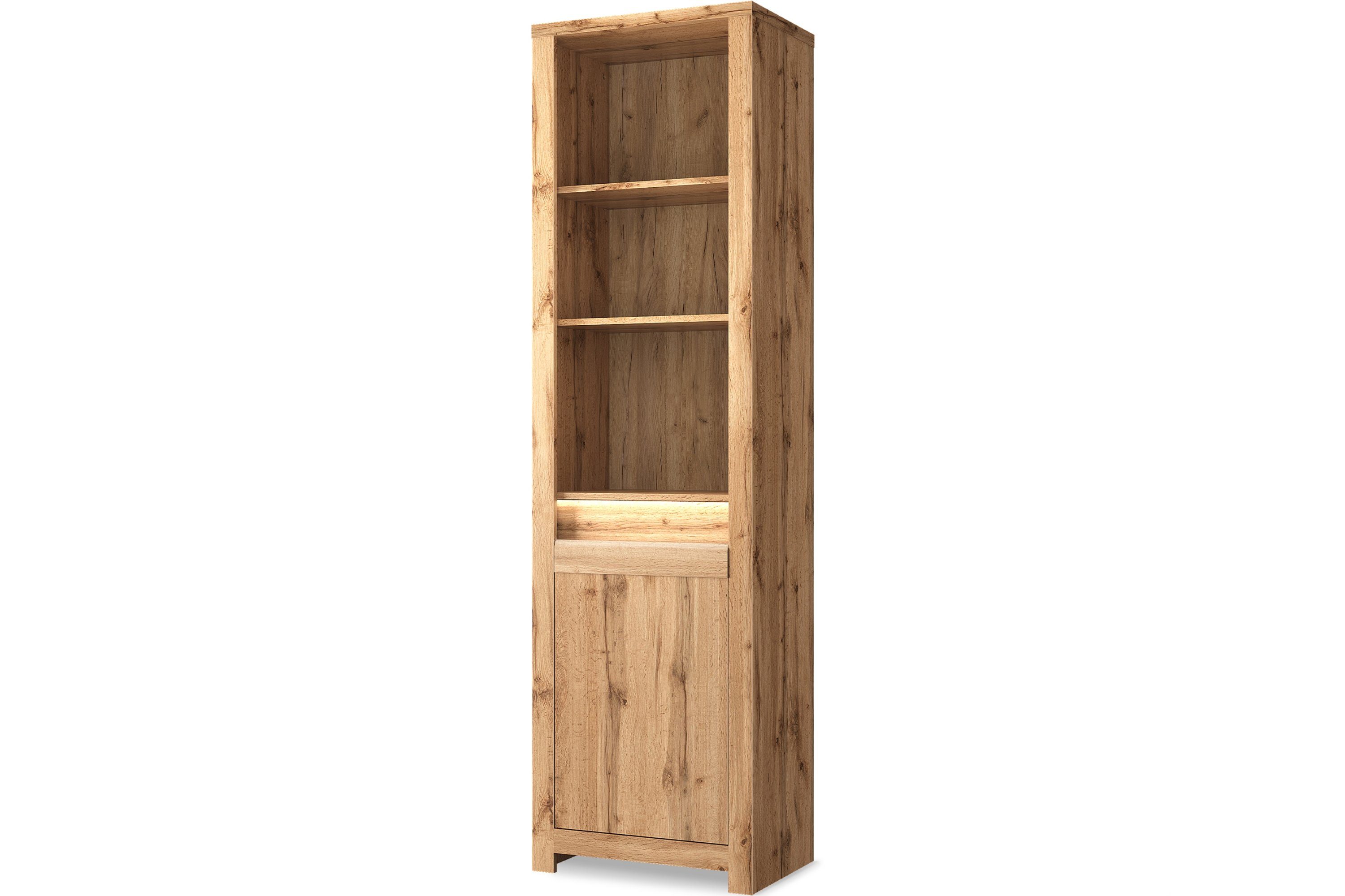 Konsimo Bücherregal SKELO Bücherregal, mit Einlegeböden und mit Türen, Holztextur, zeitloses Design
