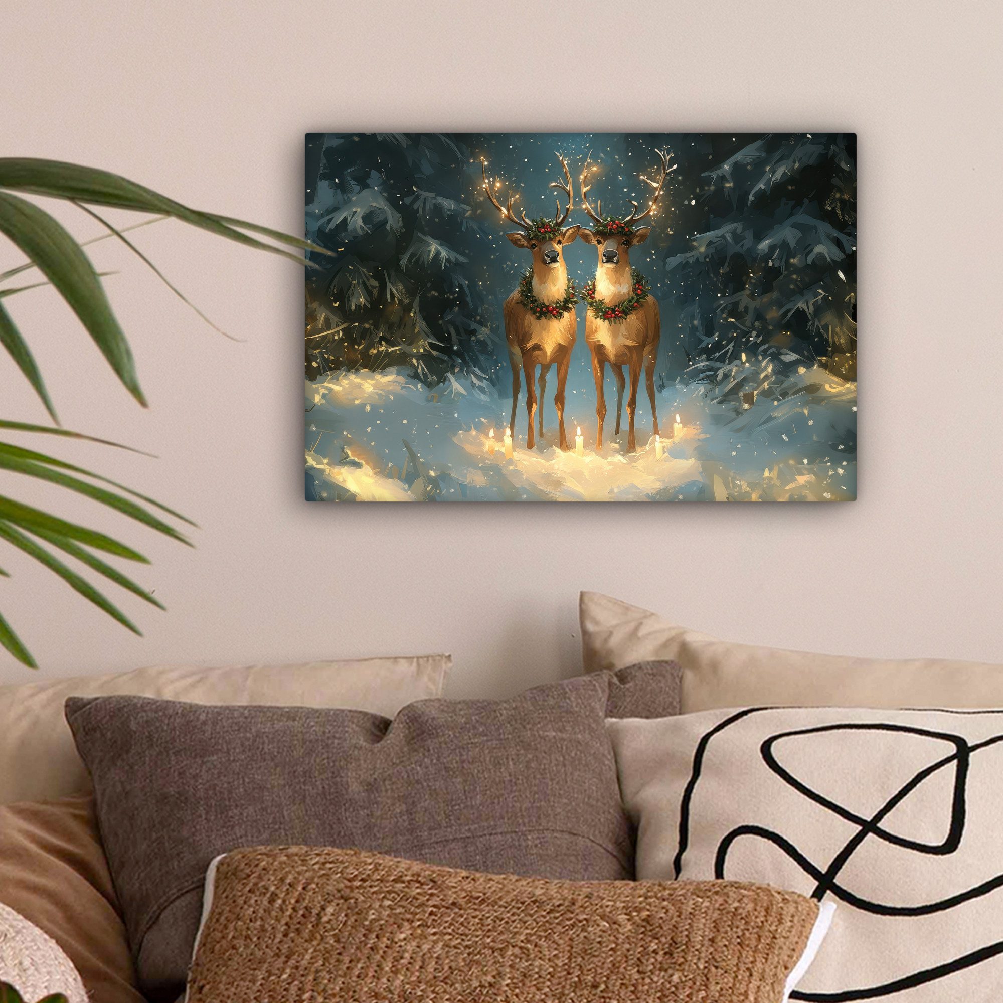 OneMillionCanvasses® Leinwandbild Kiefer-Märchen - Rentier - günstig online kaufen