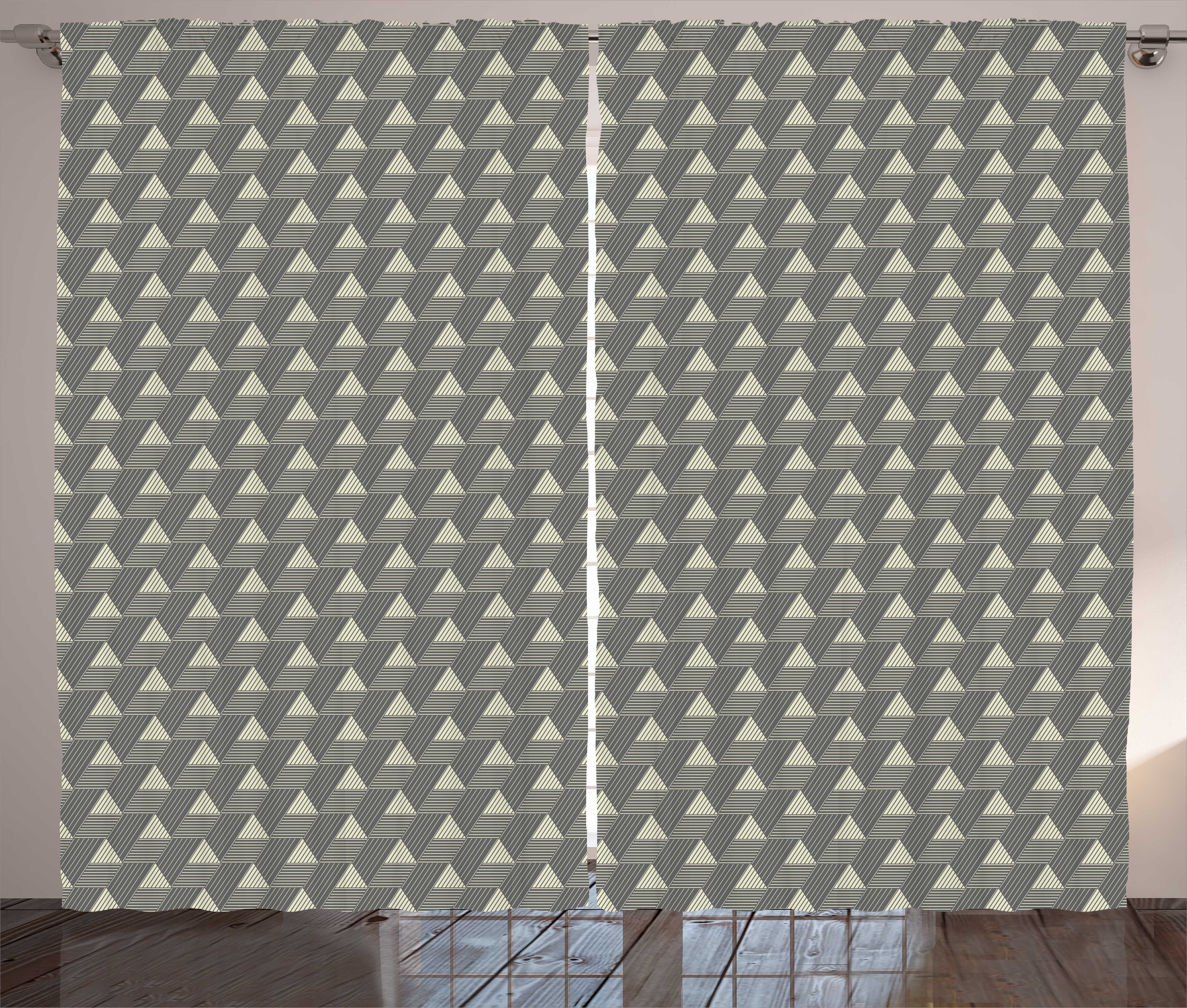 Abstrakt Schlaufen Gardine und Triangles mit Kräuselband Abakuhaus, Haken, grau Geometric Schlafzimmer Vorhang