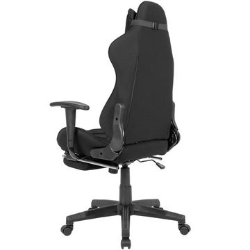 FINEBUY Gaming Chair SuVa18757_1 (Stoff Schwarz Modern, Drehstuhl bis 120 kg), Schreibtischstuhl mit ausziehbarer Fußstütze