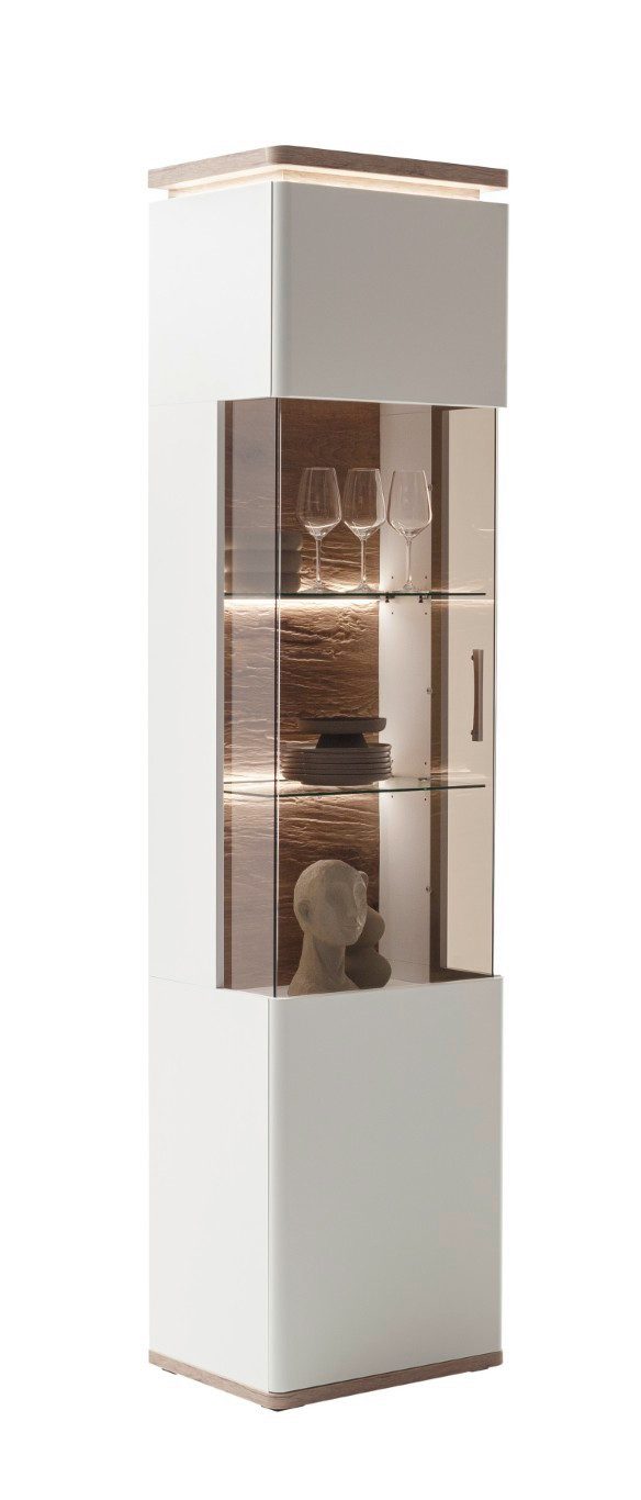 MCA furniture Vitrine Vitrine Palermo, Soft white / Viking Oak, ohne Beleuchtung