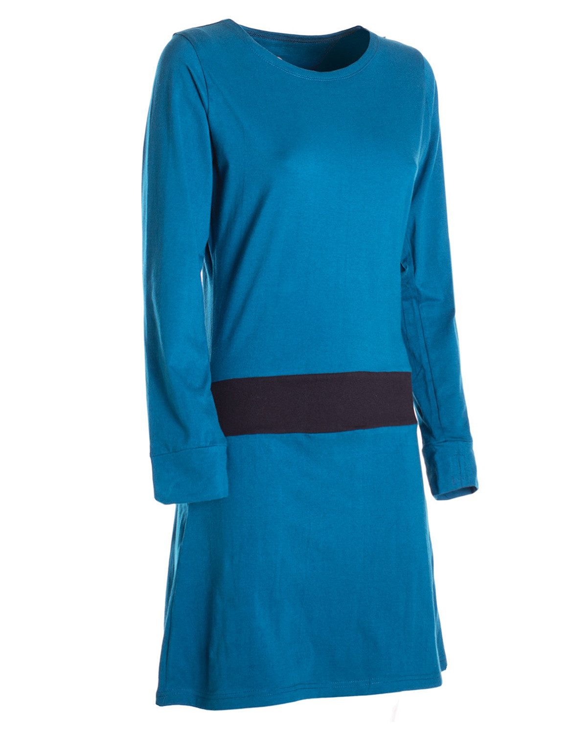 Vishes Jerseykleid Damen A-Linie Kleid Baumwolle Casual Rundhalsausschnitt Daumenlöcher Alternative Bekleidung, Ethno, Hippie, Retro Style