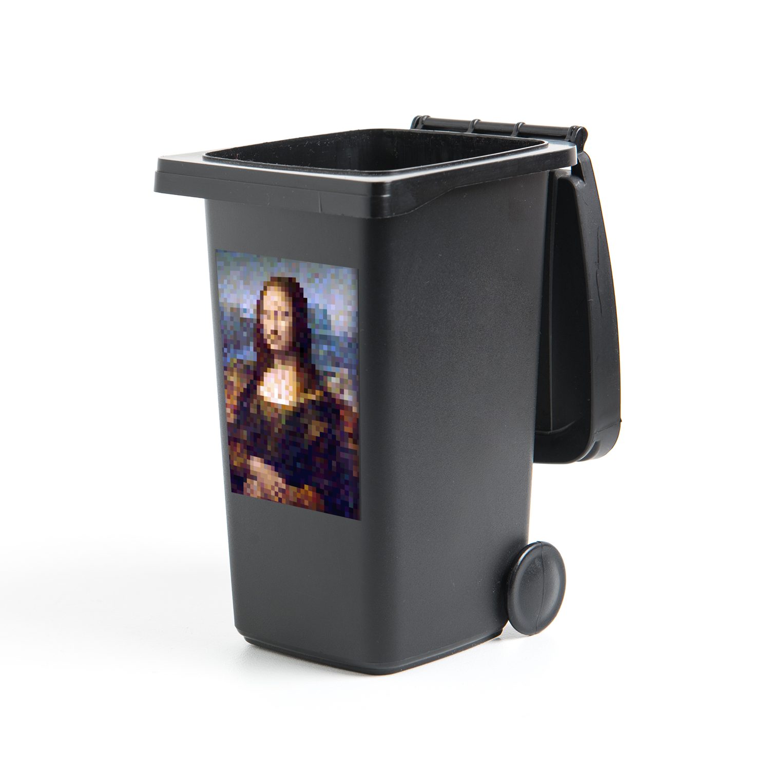 MuchoWow Wandsticker Mona Lisa - Leonardo DaVinci - Pixel (1 St), Mülleimer-aufkleber, Mülltonne, Sticker, Container, Abfalbehälter