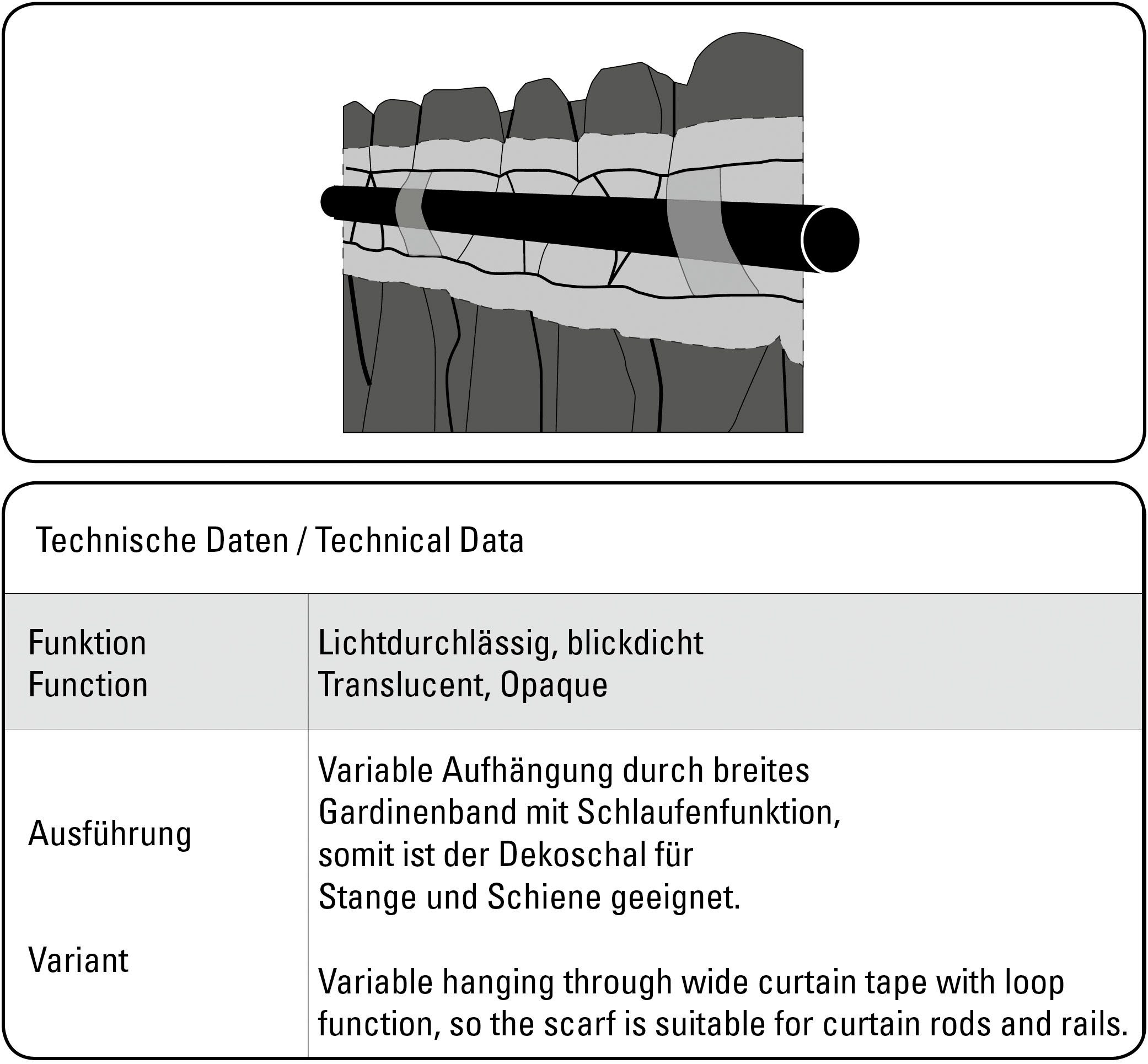Sehlbach Gardine Schal Blockstreifen (1 St), Schlaufen, blickdicht, mit Gardinenband und verdeckten Schlaufen