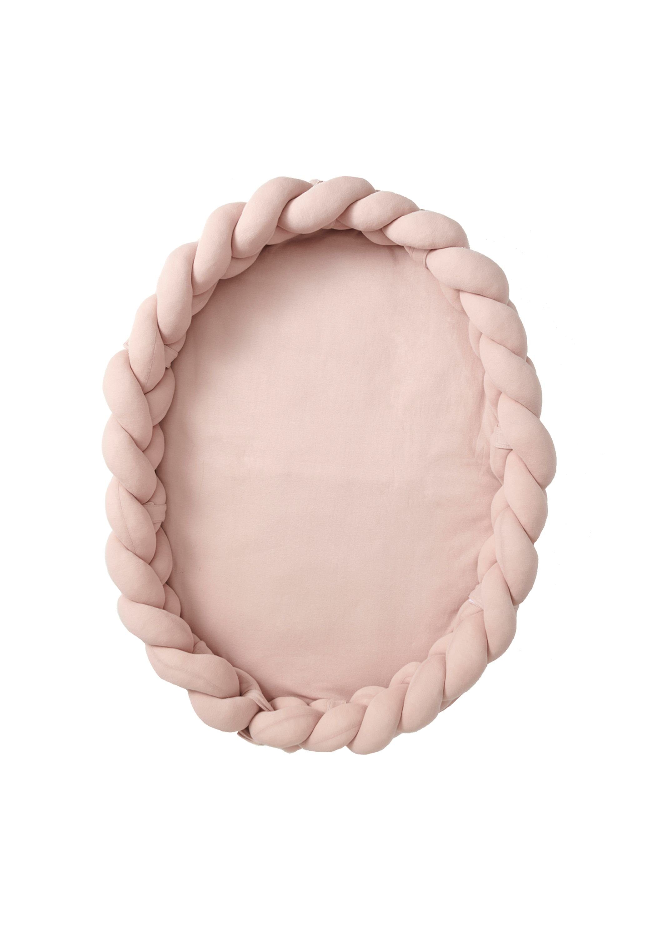Nordic Coast Company Kuschelnest Bettnest Reisebett Cocoon Moseskorb Bettnest, 3in1: Bettschlange geflochten+Krabbeldecke+Babynest, TÜV getestet