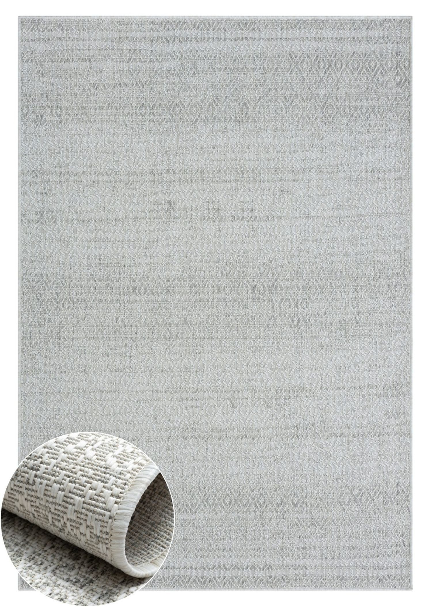 Wohnando Teppich MY-RUG Outdoor-Teppich "Cathrine" 150x80 cm, grau, rechteckig, Höhe: 6 mm, mit verspieltem Muster, Gemütlichkeit für deinen Garten und Balkon