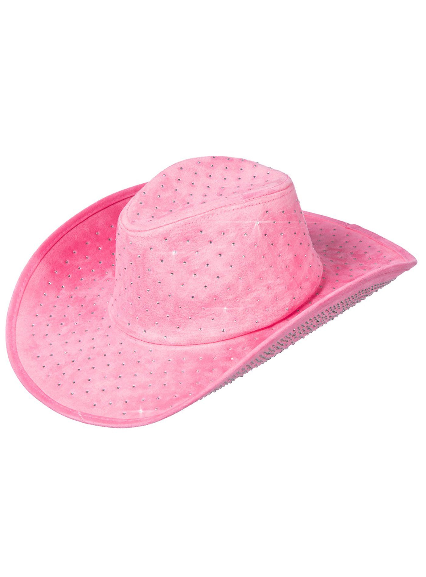 Metamorph Cowboy-Kostüm Cowboyhut mit Glitzersteinen pink, Bling-Bling statt Peng-Peng: Partyhut im Western-Style