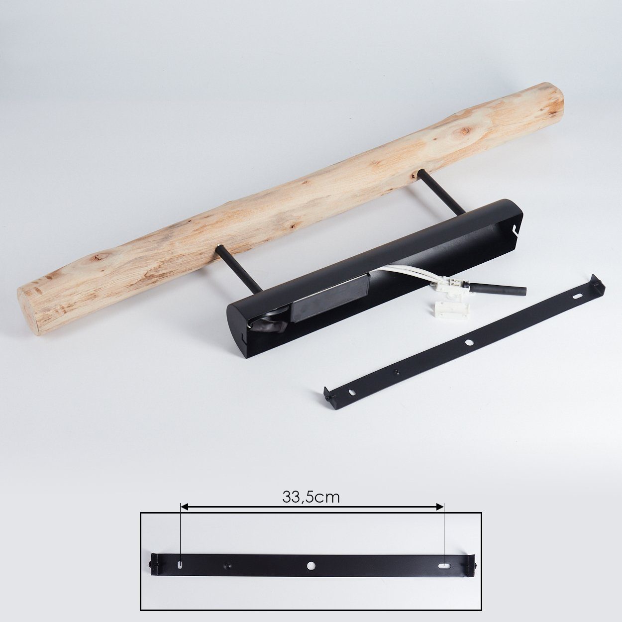 hofstein Deckenleuchte »Licata« dimmbare Deckenlampe aus Metall und Holzstab in Schwarz/Natur, 3000 Kelvin, 15 Watt, 1062 Lumen, dimmbar über herkömmlichen Lich – Bild 5 von 5
