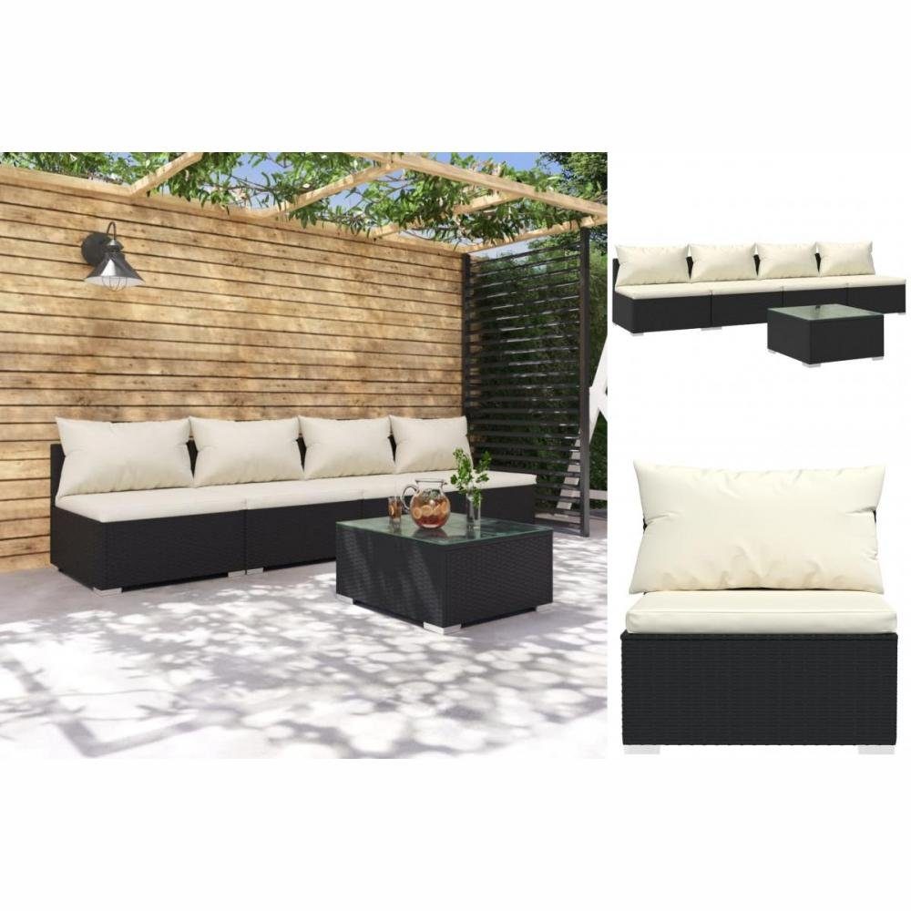 vidaXL GartenEssgruppe 5tlg Garten Lounge Set mit Kissen Poly Rattan