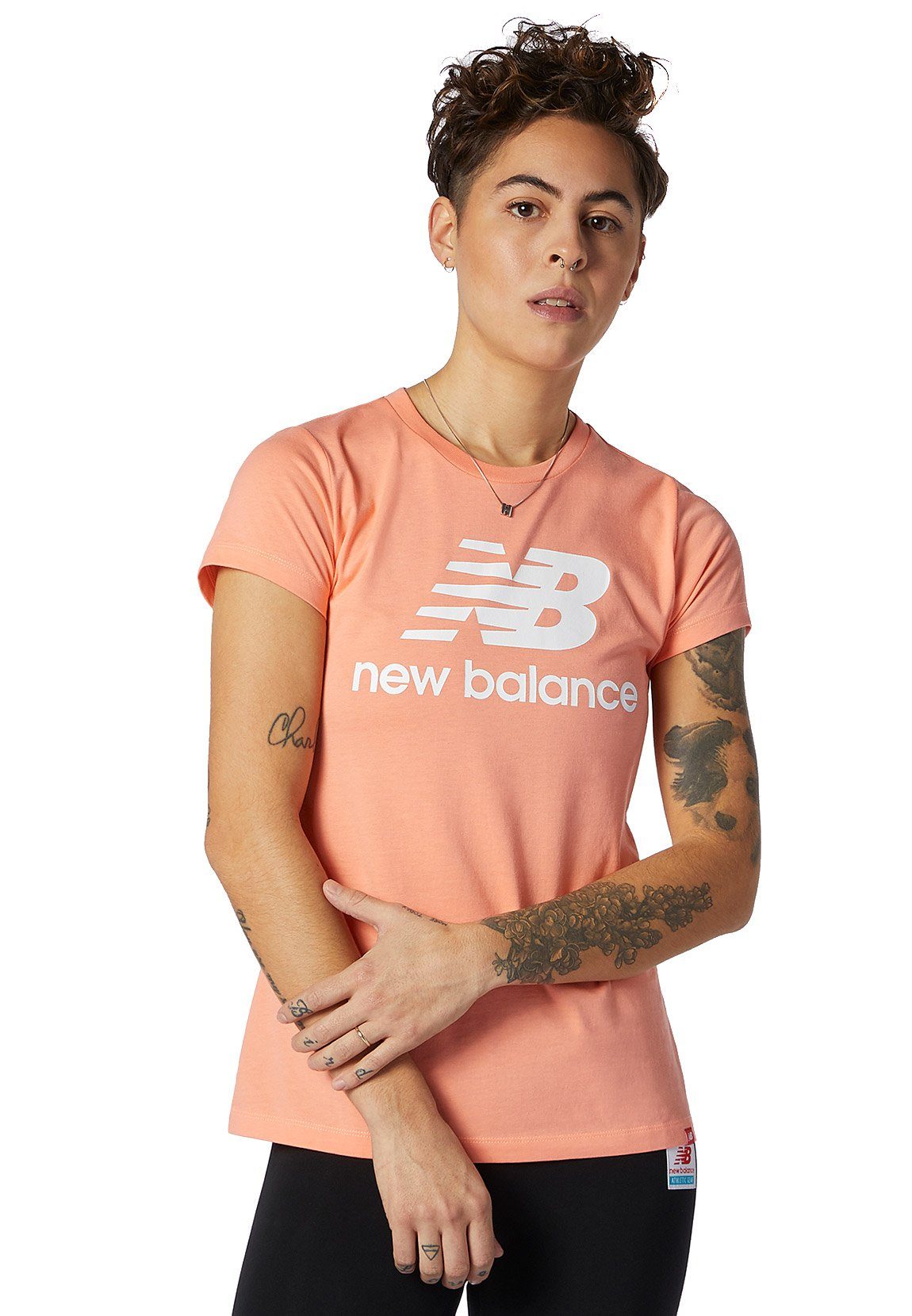 New Balance T-Shirt »New Balance T-Shirt Damen ESSE ST LOGO TEE WT91546 PPI  Orange« online kaufen | OTTO