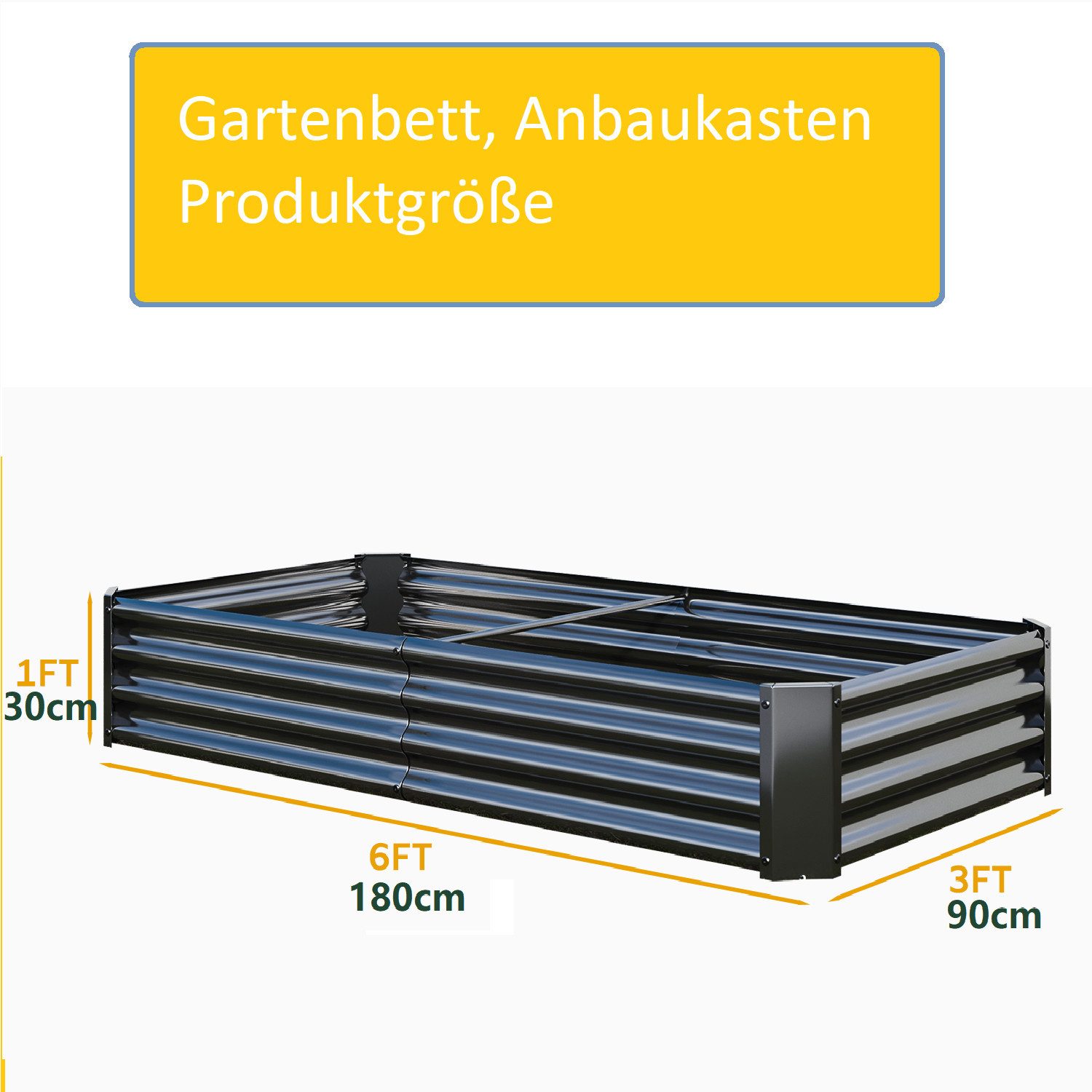 HOMERECOMMEND Hochbeet Quadratische Metall-Anbaukasten, Gartenbett (1 St), geeignet für den Anbau von Gemüse, Obst, Kräuter usw.