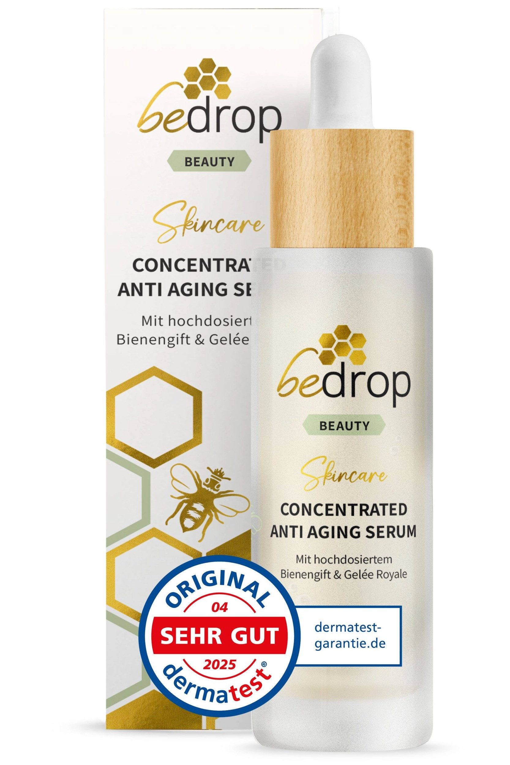 bedrop Anti-Falten-Serum CONCENTRATED ANTI AGING SERUM mit hochdosiertem Bienengift - 30ml Falten Creme für Gesicht I Straffende Creme mit Anti-Aging Effekt, Reichhaltiges Gesichtsserum, einzigartig mit straffendem Bienengift