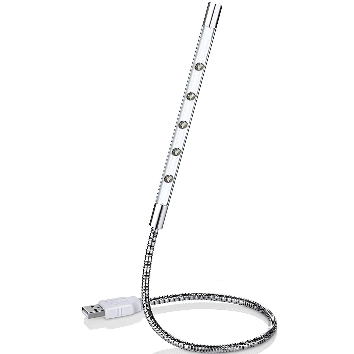 MAVURA LED Leselampe Schwanenhals USB LED Lampe schwenkbar mit 5 ultrahellen LED, LED fest integriert, Tageslichtweiß, Schwanenhalslampe Notebooklampe Laptop Notebook Leuchte | Tageslichtlampen
