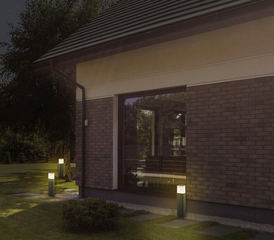 näve LED Sockelleuchte Vigo, LED fest integriert, Warmweiß, Außenleuchte,  Terrasse, anthrazit, Höhe: 50 cm, LED warmweiß