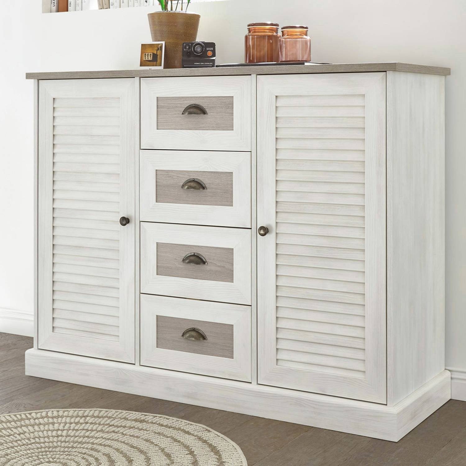 Lomadox Kommode »CANBERRA61«, Sideboard im mediterranen Landhausstil