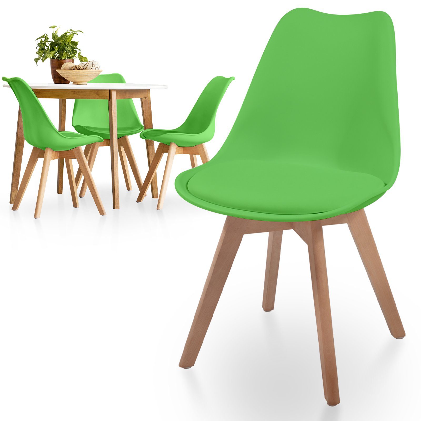 MIADOMODO Esszimmerstuhl Esszimmerstühle 2/4/6/8er Set - aus Kunststoff & Massivholz, Farbwahl (4 St)