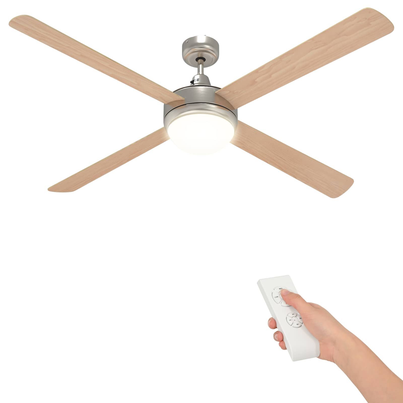 vidaXL Deckenventilator 130 cm Deckenventilator mit Licht und Fernbedienung Ø 130 cm Sonoma