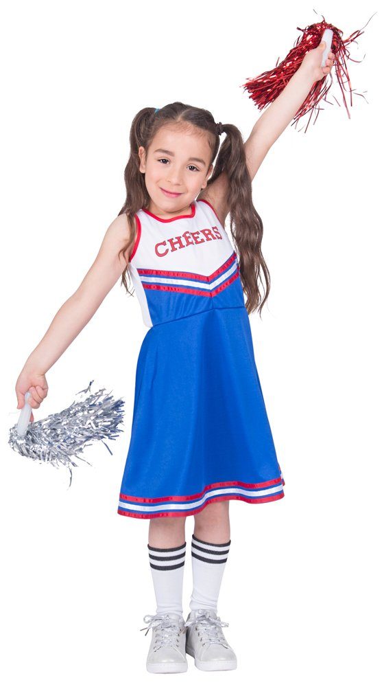 Das Kostümland Kostüm Cheerleader Kostüm für Mädchen - Blau Weiß Rot USA  Farben Kleid - Karneval Sportfest