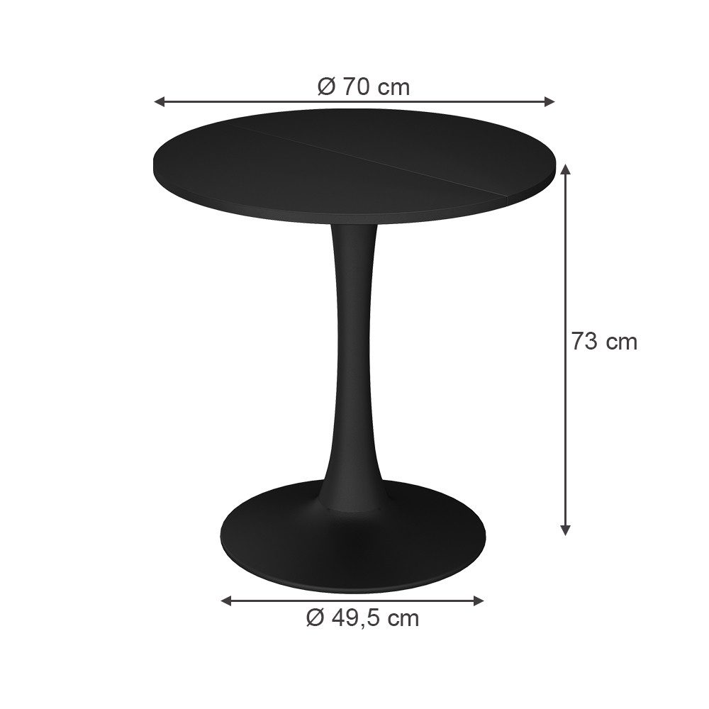 Vicco Esstisch Carl, Schwarz, 70 x 70 cm günstig online kaufen