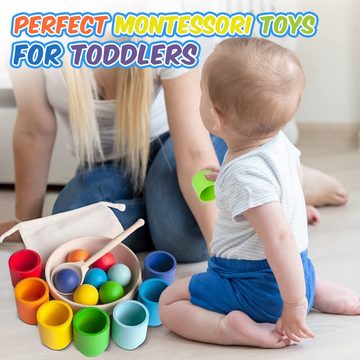 Novzep Lernspielzeug Holz-Montessori-Regenbogenball, Aufmerksamkeitstraining (7-St)