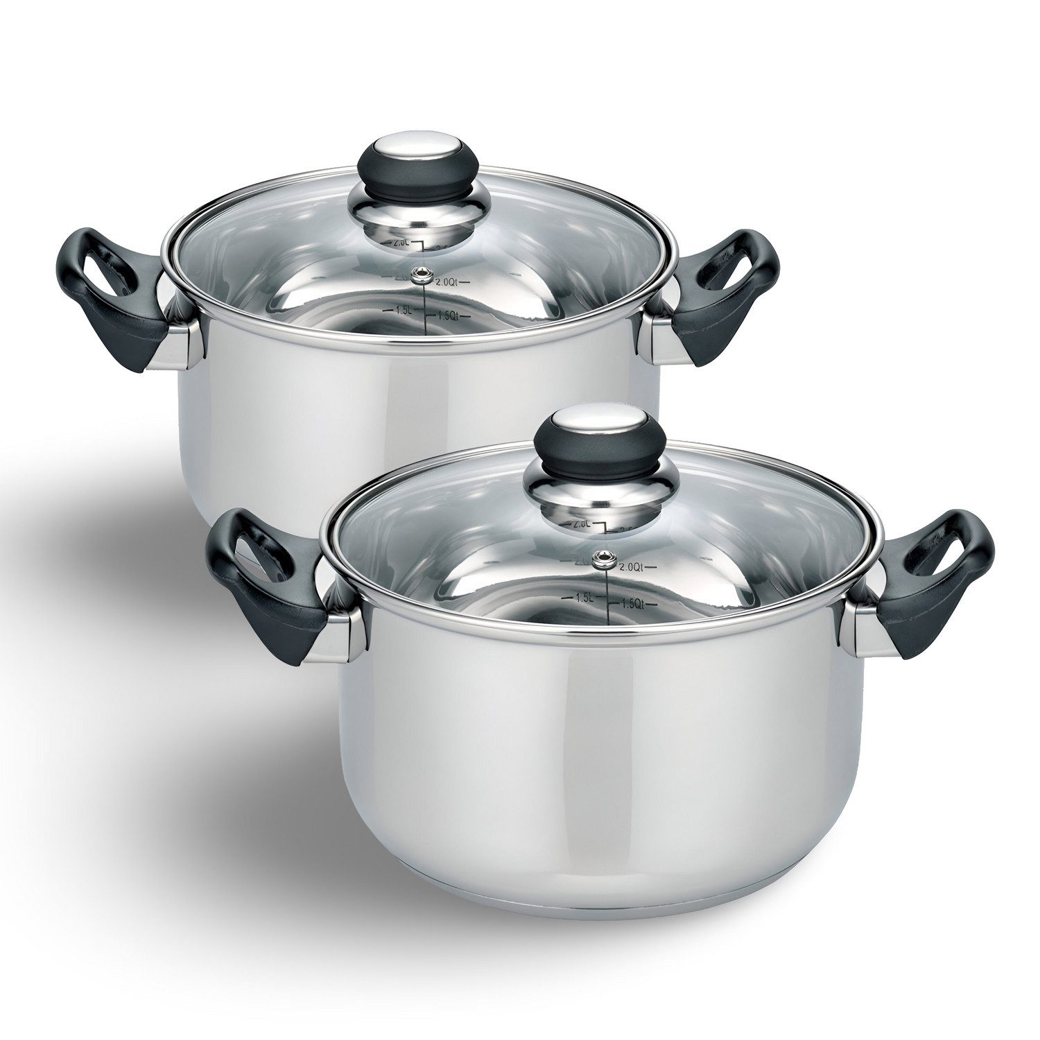 Topf-Set 2x Edelstahl Kochtopf "Turin" 20cm kleine Kochtöpfe Töpfe Topf Set