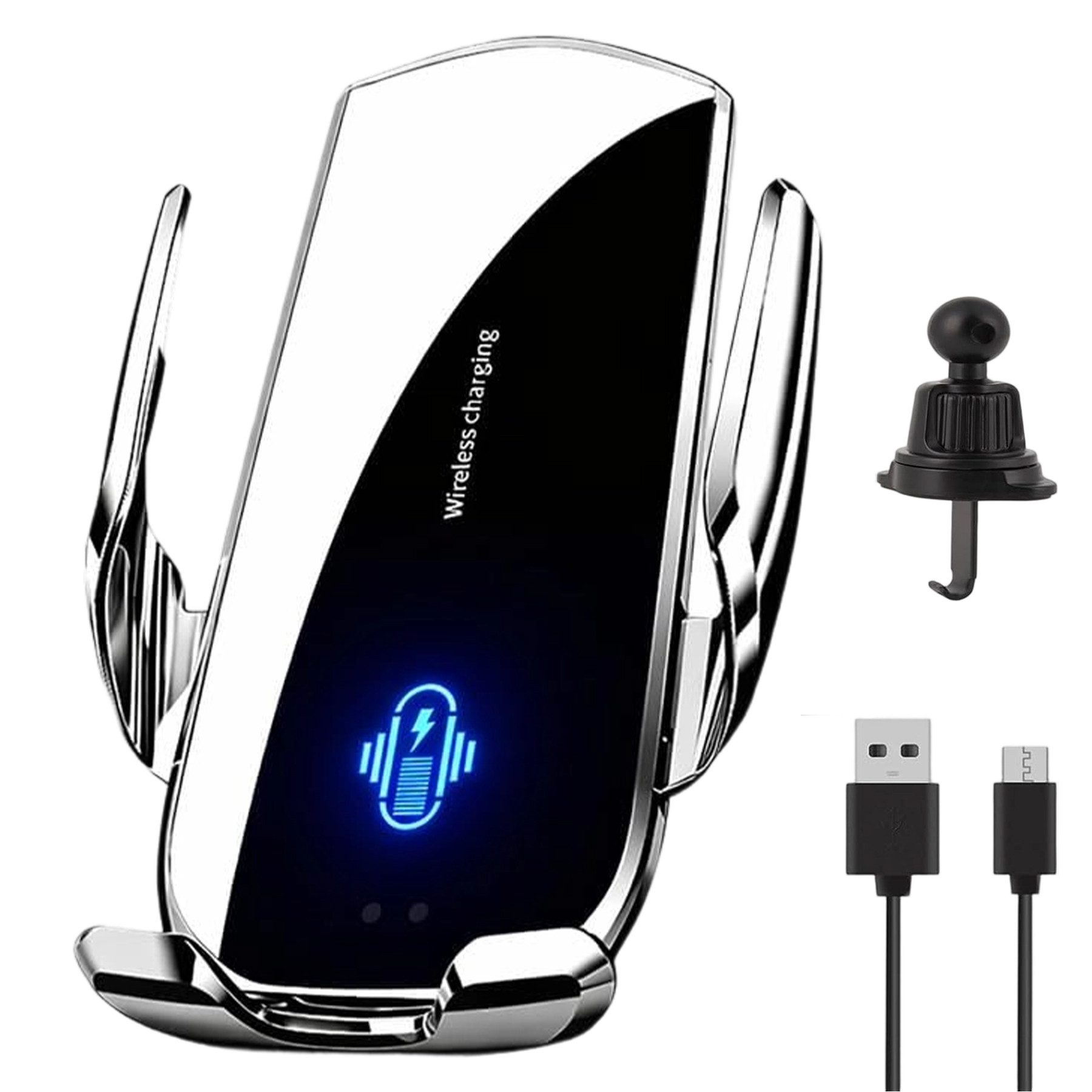 Senmudi Handy-Halterung Kabelloses Autoladegerät 15W, Auto Handyhalterung mit Ladefunktion, (Qi Schnellladegerät, magnetisch und automatische Klemmung, 360° Drehung, für Lüftungsschlitze im Auto, kompatibel mit MagSafe und magnetischen Smartphones)