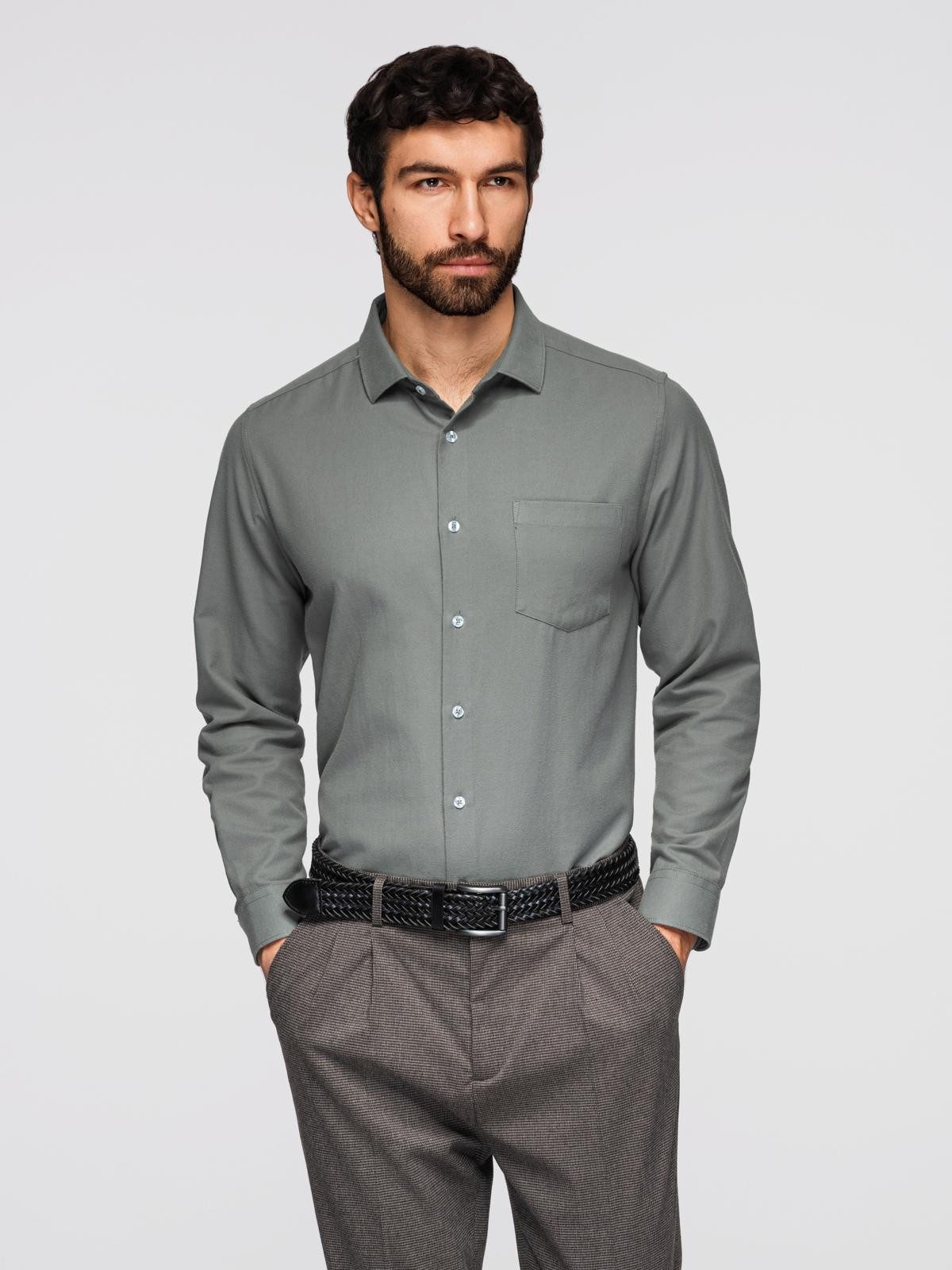Langarmhemd Herrenhemd Regular Fit aus Baumwoll-Polyester-Mischung