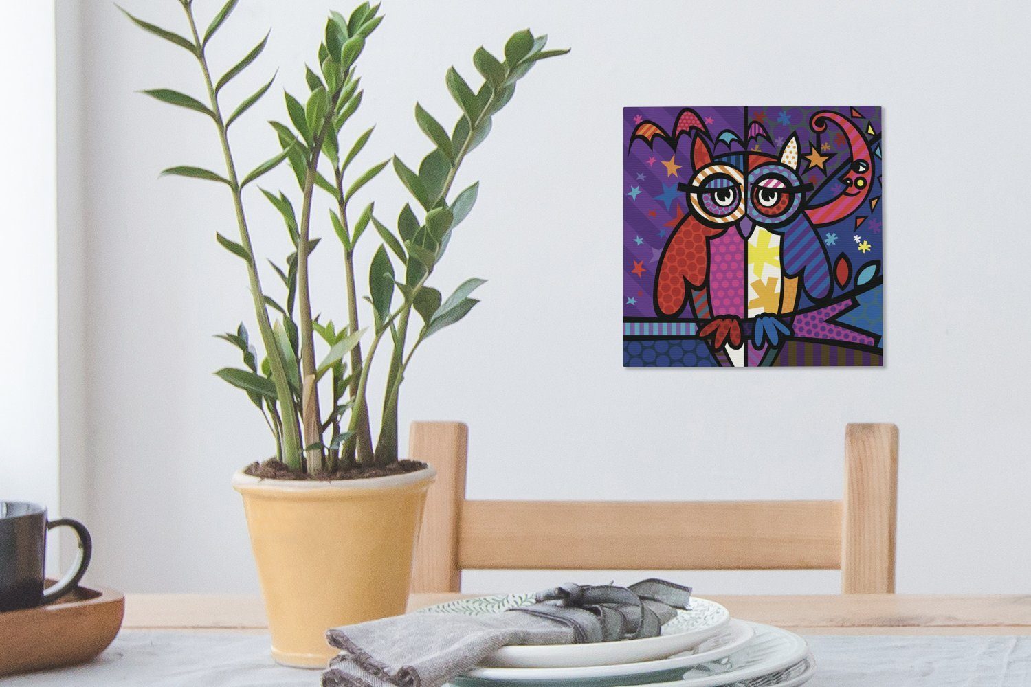 Eine Illustration Schlafzimmer Bilder Leinwandbild für OneMillionCanvasses® St), Eule Wohnzimmer Pop-Art, der (1 einer in Leinwand