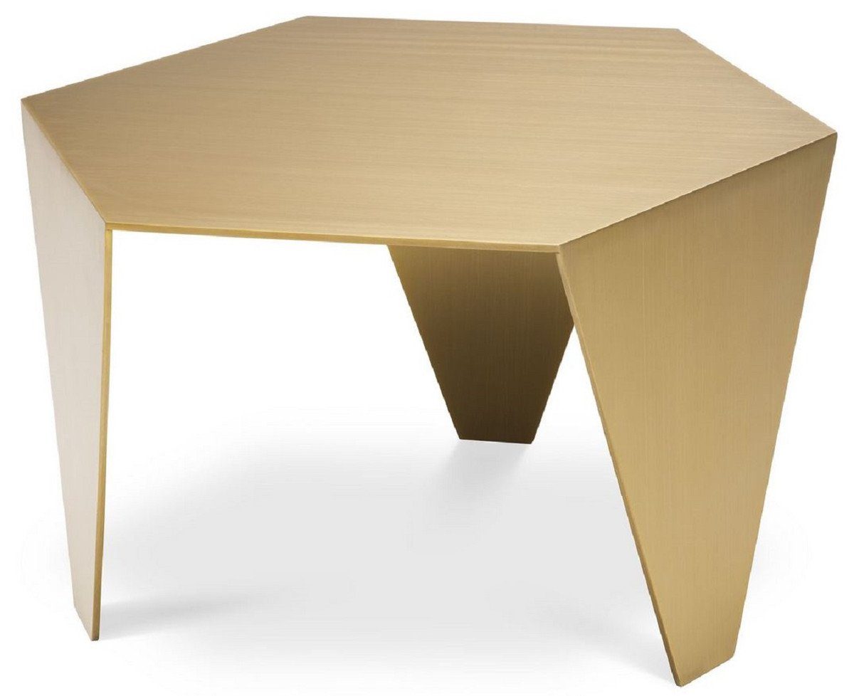 Casa Padrino Beistelltisch Luxus Beistelltisch Messingfarben 57,5 x 50 x H. 34,5 cm - 6 Eckiger Edelstahl Tisch - Luxus Möbel - Luxus Qualität