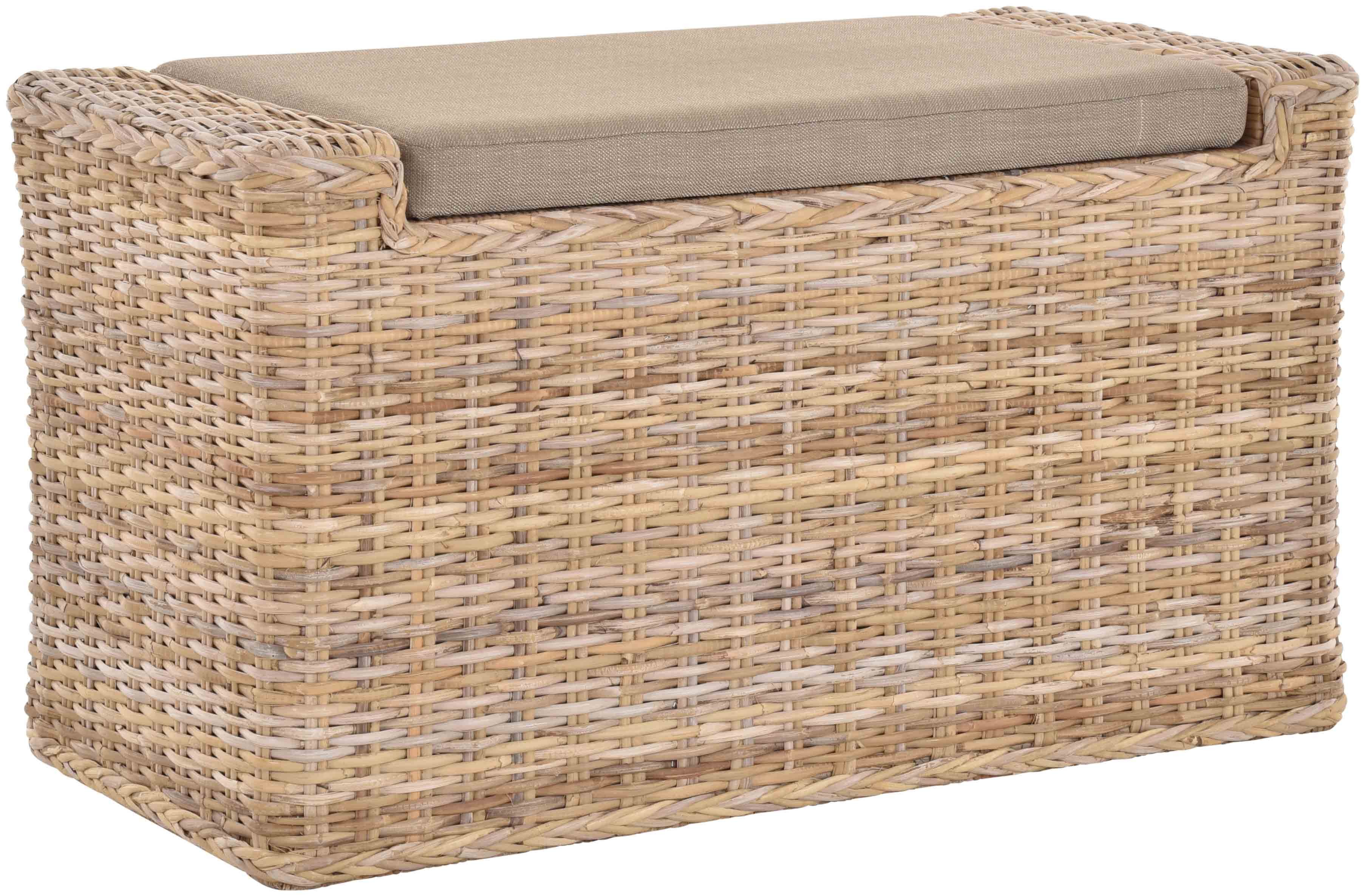 Krines Home Sitztruhe Rattan Wäschetruhe Sitzbank mit Stauraum Wäschesortie günstig online kaufen