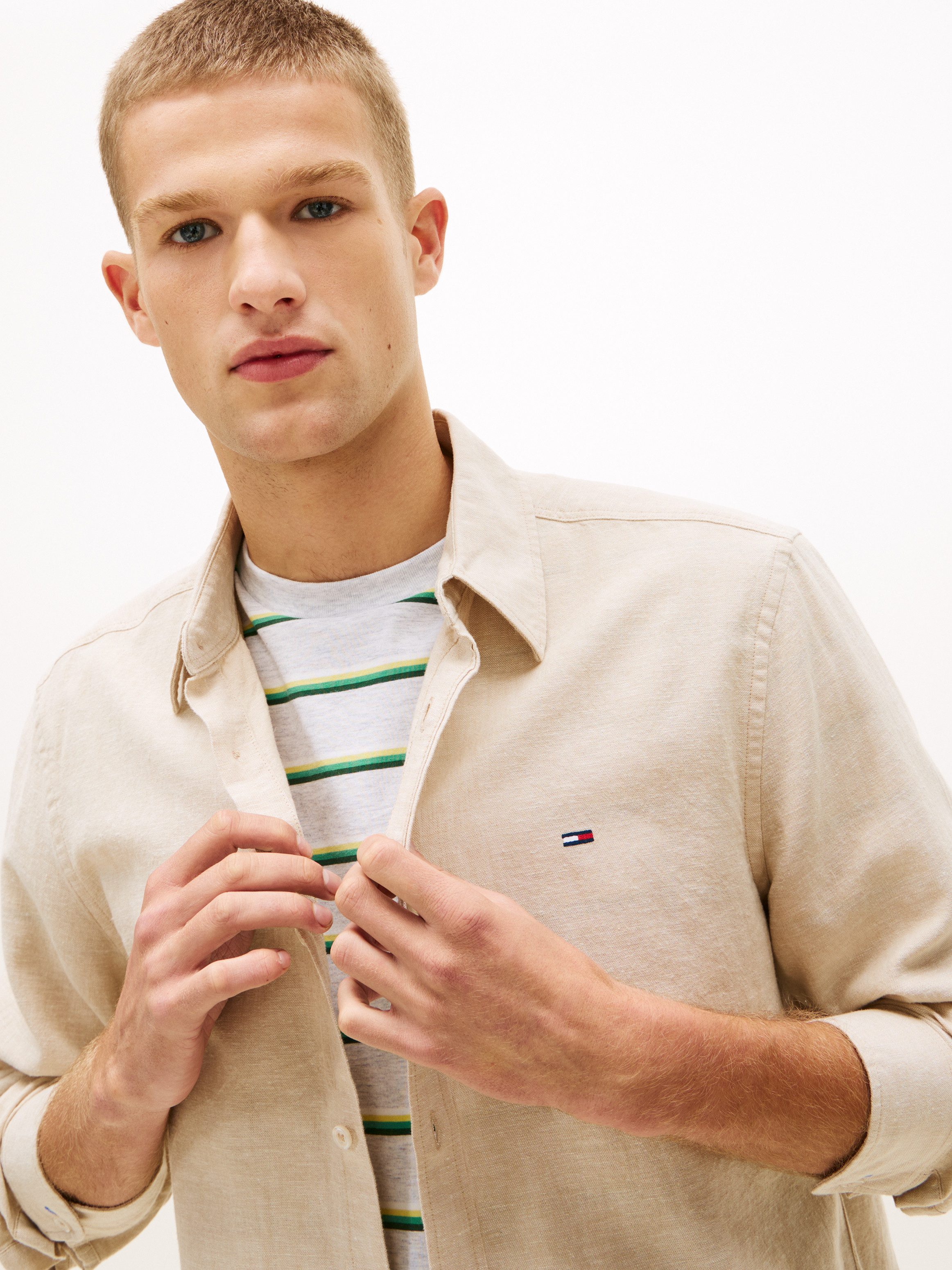 Tommy Jeans Langarmhemd TJM REGULAR FIT LINEN BLEND