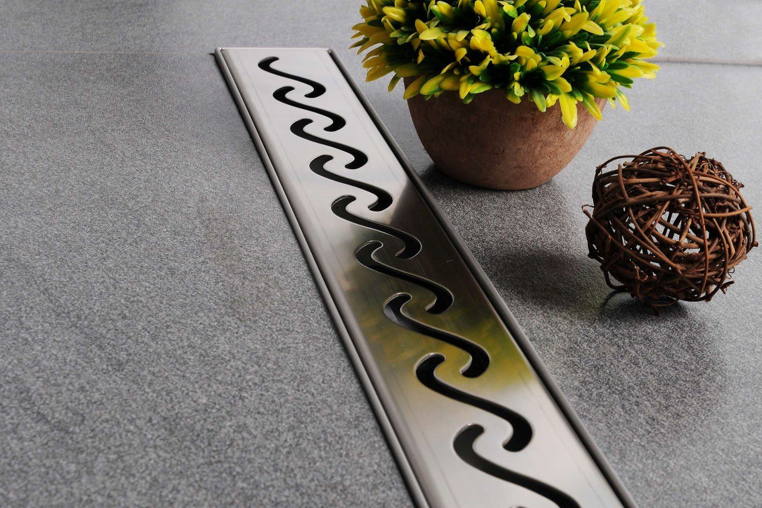 MASILY Duschrinne Edelstahl Duschrinne Kalmar 70x7cm Siphon Bodenabl,Duschrinne für bodengleiche Dusche, Set