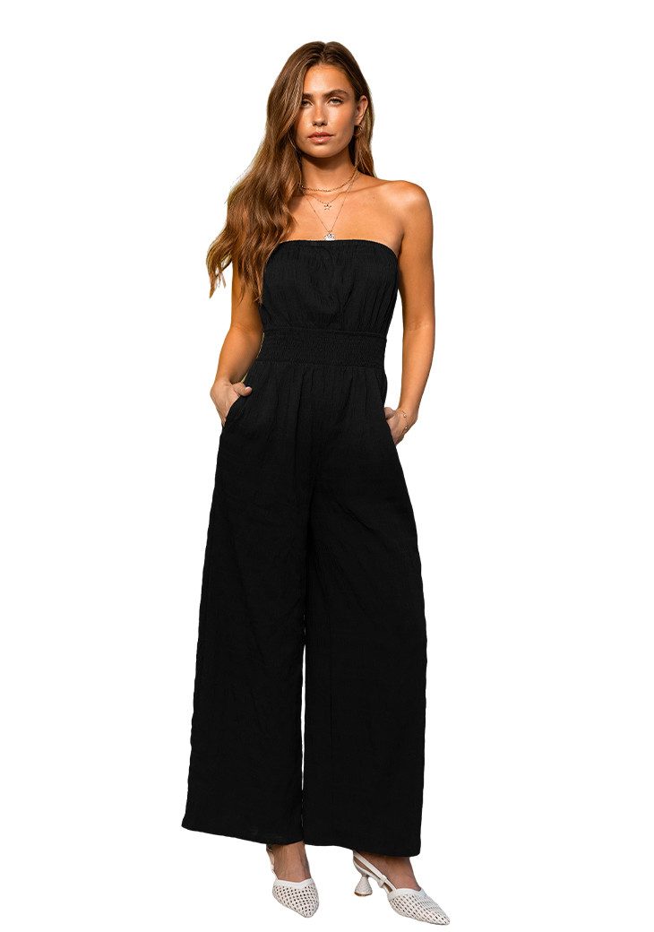 Cupshe Culotte-Overall Sonnenuntergang über den Cays Schwarzer Jumpsuit
