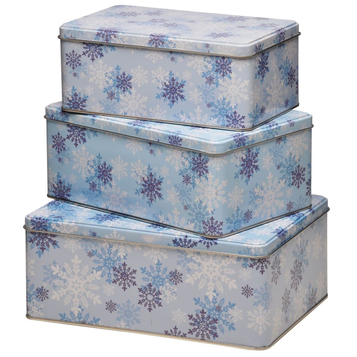 bonsport Keksdose Weihnachts Keksdosen Set, rechteckig 3-tlg., Metall, (3-tlg), Schneestern