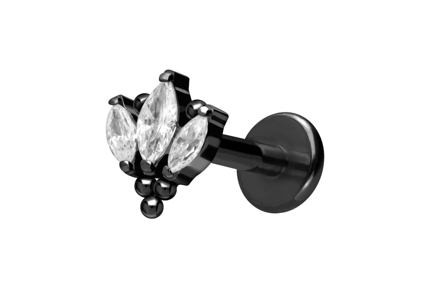 Piercing-Set Titan Labret mit Innengewinde LOTUSBLÜTE + KUGELN