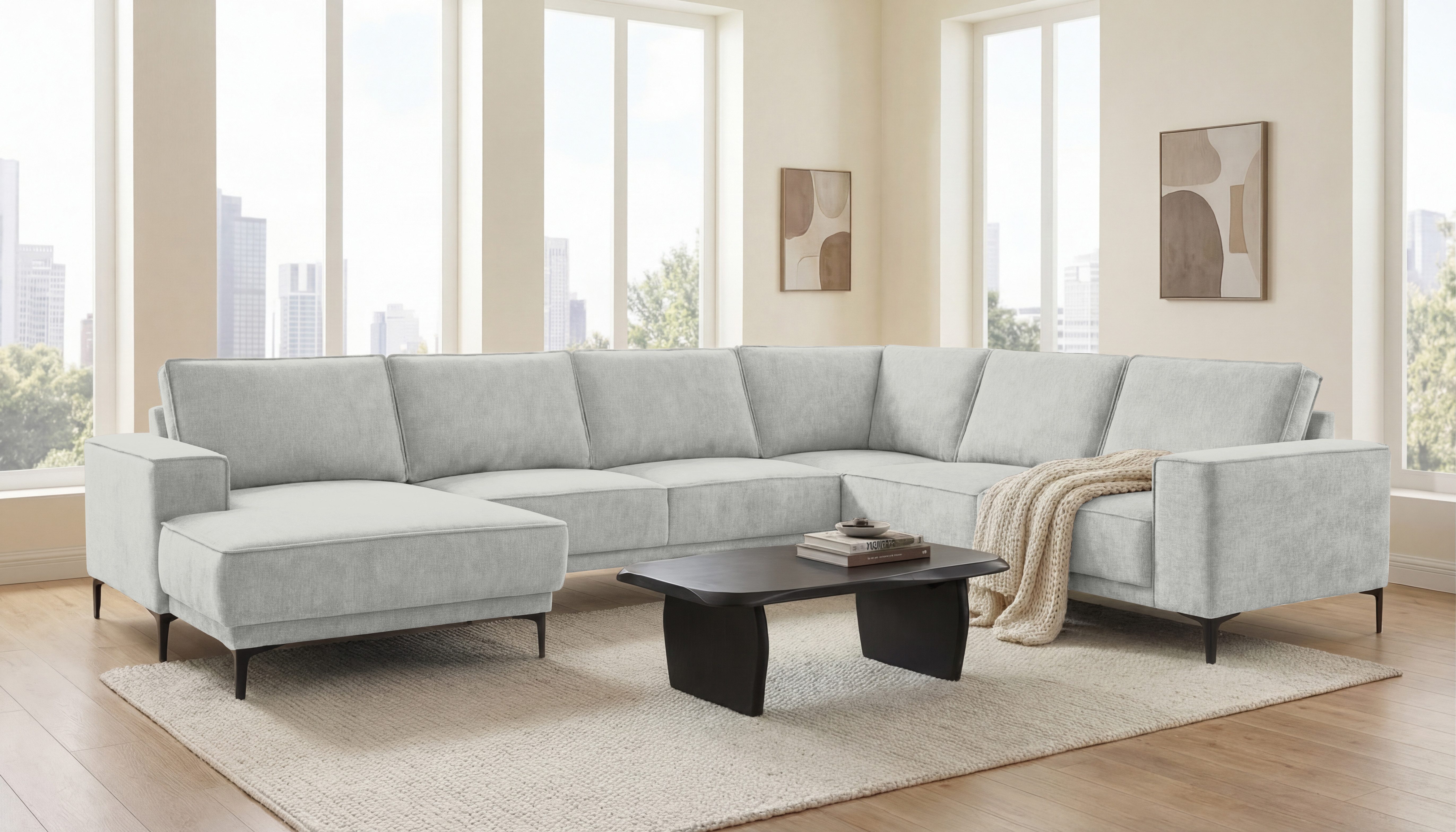 OTTO home Wohnlandschaft OLAND Bouclé U-Form, XXL, B: 342 cm, Skandi-Design