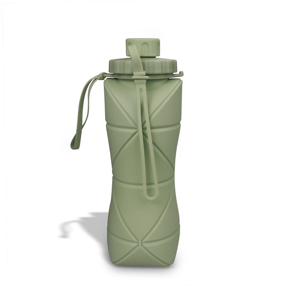 tragbare Sport-Wasserflasche, Grün Aphollod Zusammenklappbare, Aufrollfunktion Trinkflasche Silikon-Klappbecher, Kompressionsflasche mit