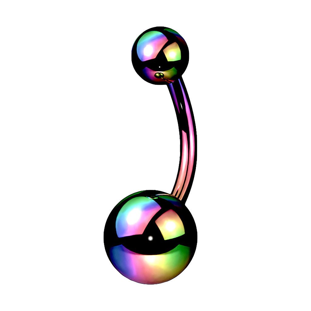 Taffstyle Bauchnabelpiercing Titan Bauchnabelpiercing Banane Schmuck Rainbow 1,6mm x 10mm x 5x8mm (Bauchnabelpiercing Banane Bauchnabel Piercing Schmuck Stecker), Stecker Curved Barbell