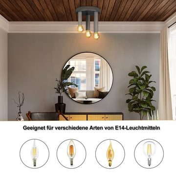 Nettlife Deckenleuchte Wohnzimmer Grau 3 Flammig Deckenlampe Retro E14 Industrial Metall, LED wechselbar, Schlafzimmer Küche flur bar Esszimmer