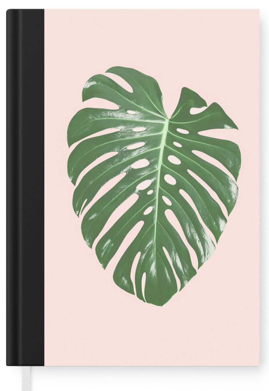 Tagebuch, - Seiten, 98 Journal, Merkzettel, Blatt, Natur - Notizheft, - Rosa Pflanze Haushaltsbuch MuchoWow - Grün A5, Notizbuch