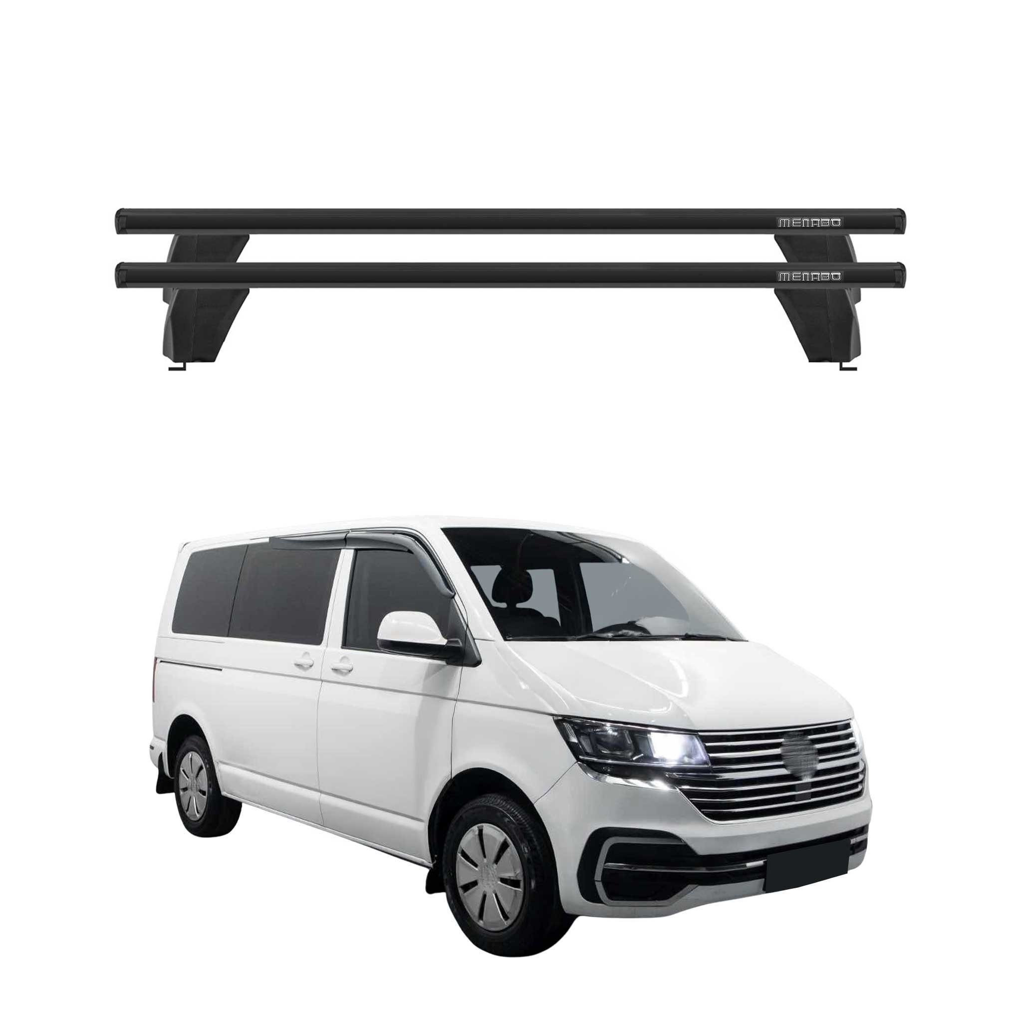 OMAC Dachträger Menabo Querträger für VW T6 T6.1 alle 2015-2024 ABE Aluminium Schwarz (2-St), Wasserbeständig,Abnehmbar,Multifunktional,Leichtgewichtig
