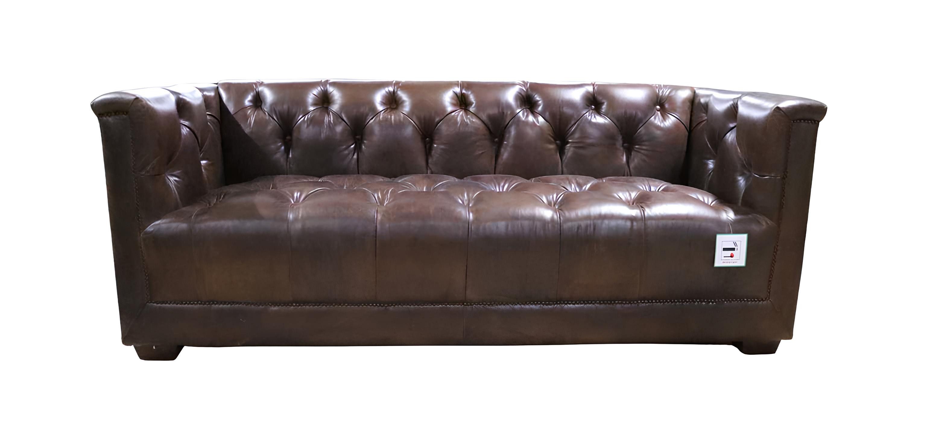 JVmoebel Chesterfield-Sofa Braunes Shabby 3-Sitzer Ledersofa im Vintage Chesterfield Stil, Made in Europa