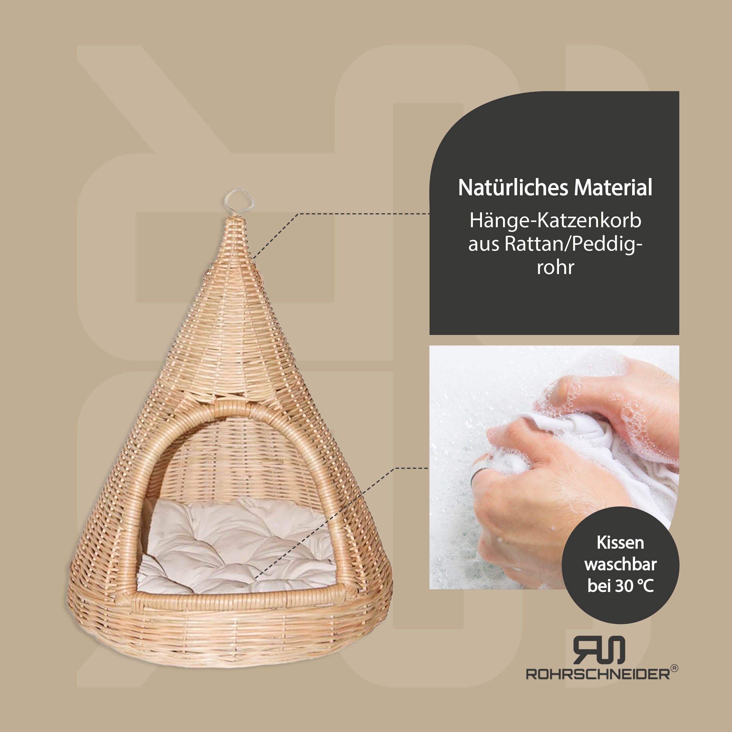Rohrschneider Tierhöhle Hänge-Katzenkorb Sammy, Katzenbett Rattangeflecht, Katzenhöhle