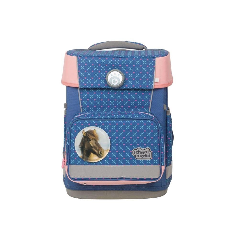 SCHOOL-MOOD® Schulrucksack Champion (Set, 7-tlg., mit Turnbeutel, Etui, Schlamperrolle, Brustbeutel, Brotdose, Patchies), 21 Liter, für Grundschule