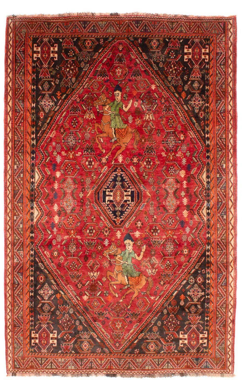 Wollteppich Ghashghai 292 Unikat x 188 mm, Höhe: morgenland, cm, Rosso 10 Zertifikat mit Medaillon rechteckig