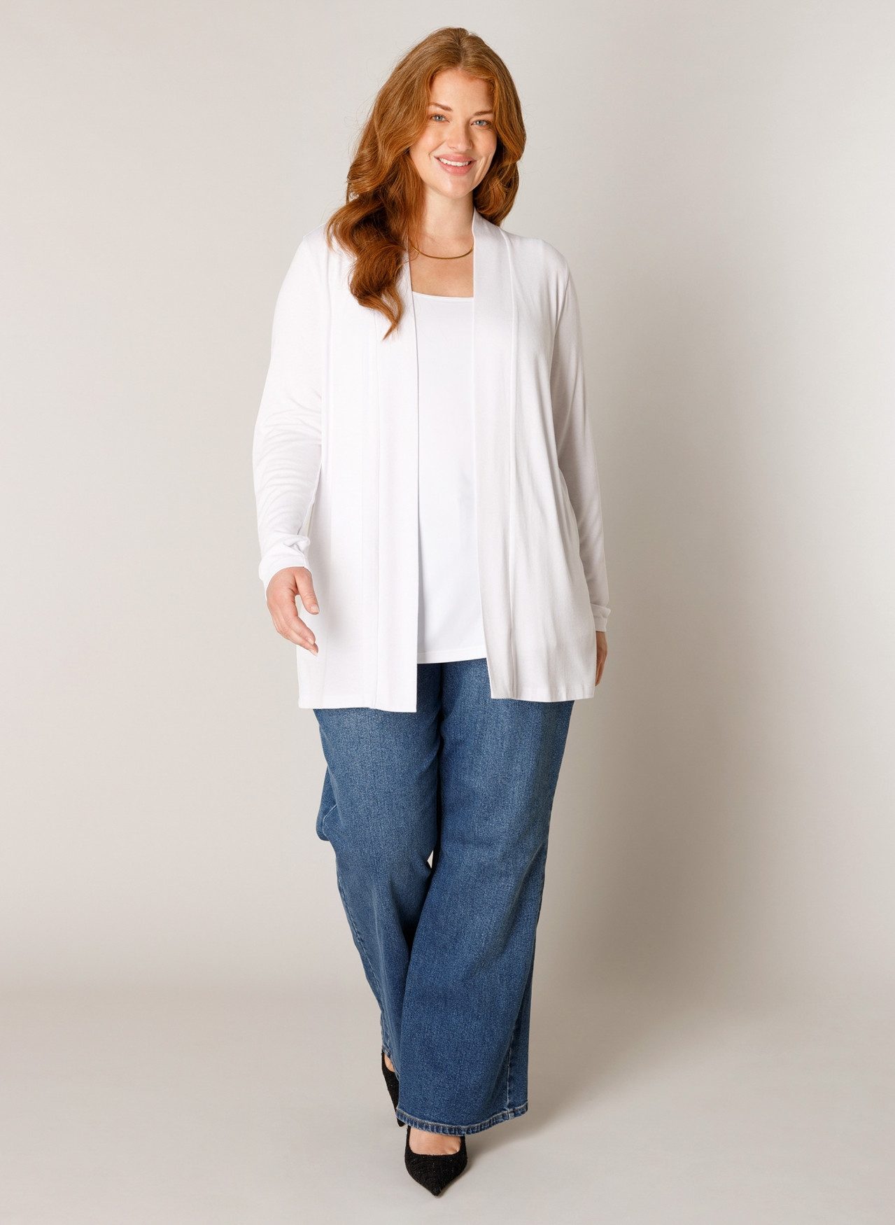 Base Level Curvy Strickjacke offen, ohne Verschluss