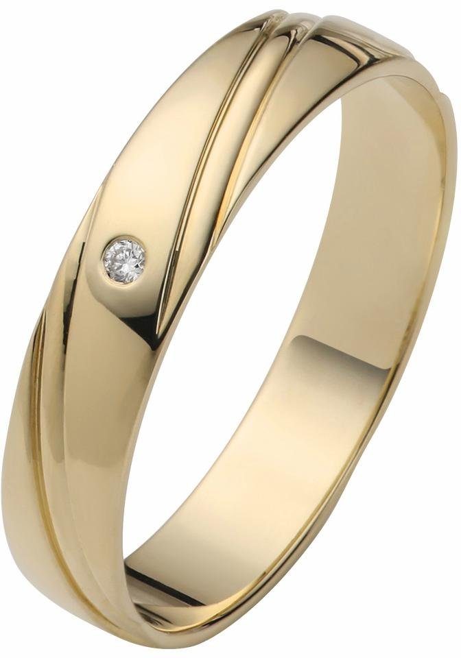 Firetti Trauring Schmuck Geschenk Gold 375 Hochzeit Ehering "LIEBE", Made in Germany, wahlweise mit oder ohne Brillant