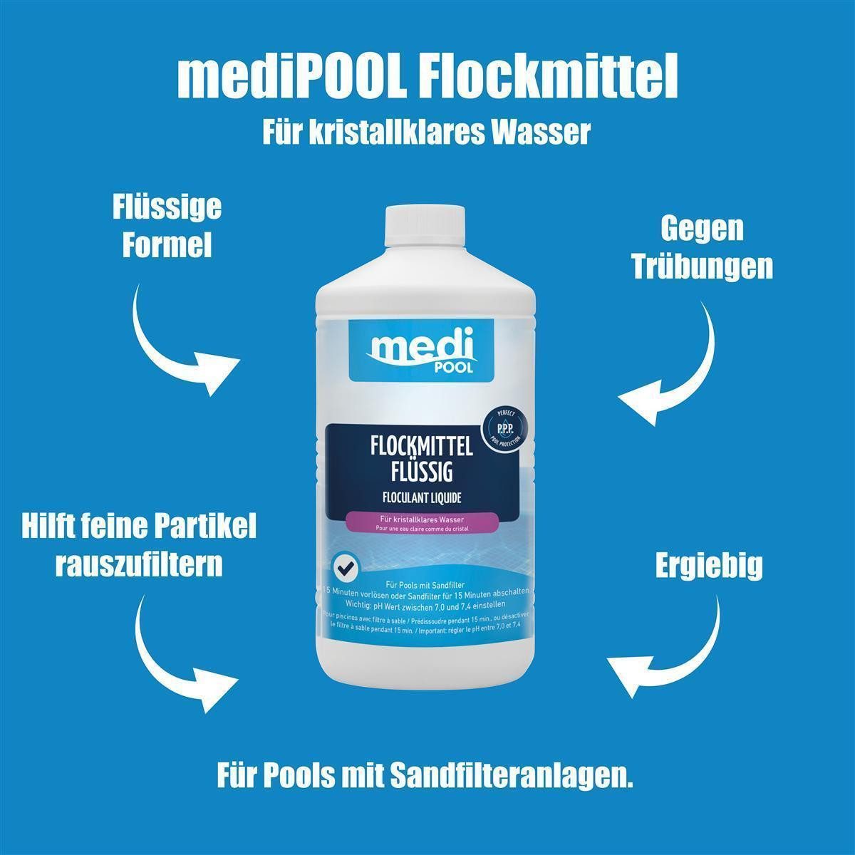 mediPOOL Poolpflege mediPOOL Flockmittel flüssig 1 L, (Spar-Set)