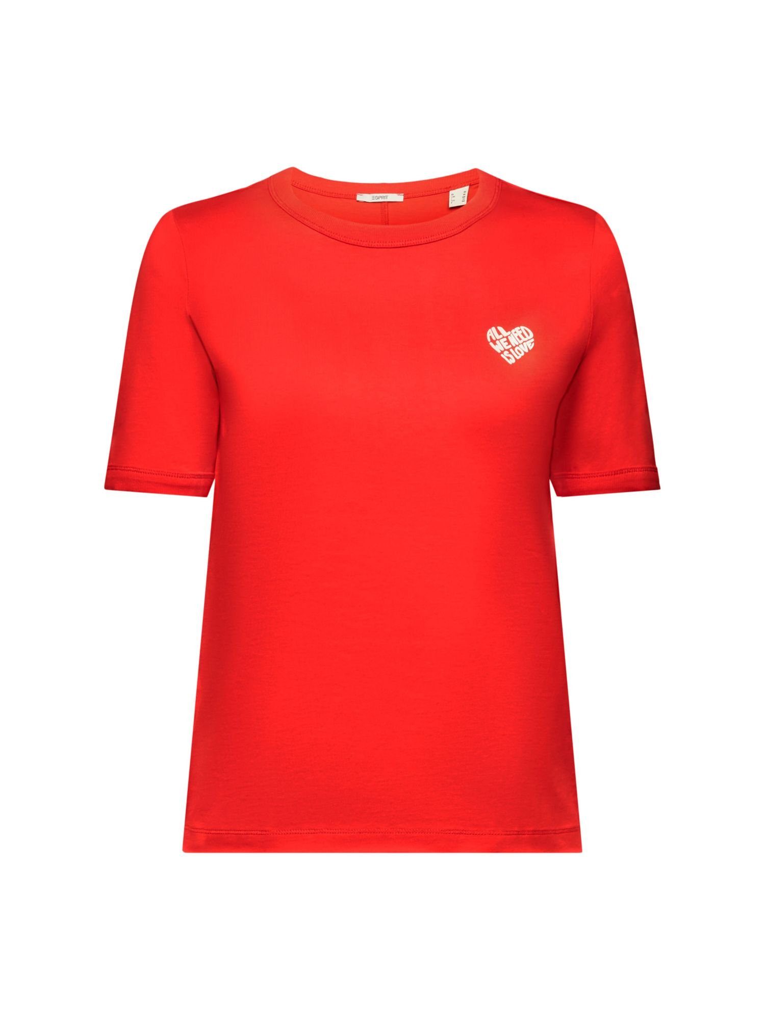 Esprit T-Shirt Baumwoll-T-Shirt mit herzförmigem Logo (1-tlg) RED